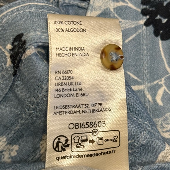 Anthropologie Pilcro Keira Blouse NWT Blue Floral Peter Pan Collar Top Size M - Picture 5 of 9